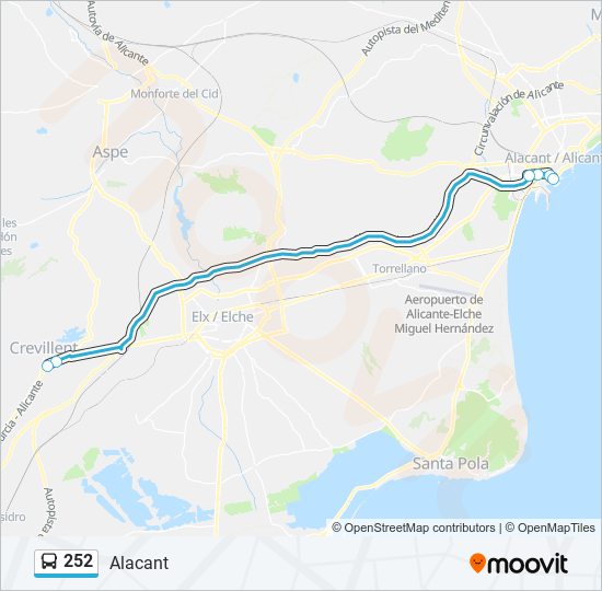 252 bus Mapa de línia