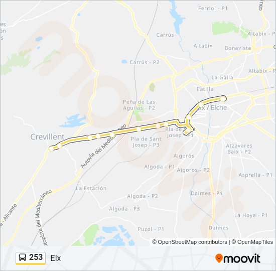 Mapa de 253 de autobús