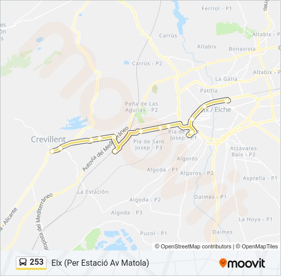 Mapa de 253 de autobús