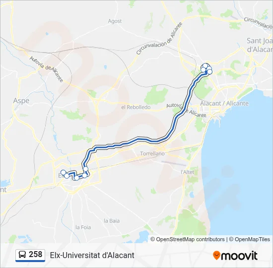 258 Route: Schedules, Stops & Maps - Universitat D'Alacant (Updated)