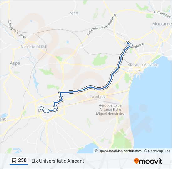 258 bus Line Map