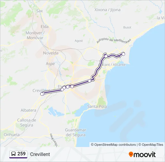 259 Bus Line Map