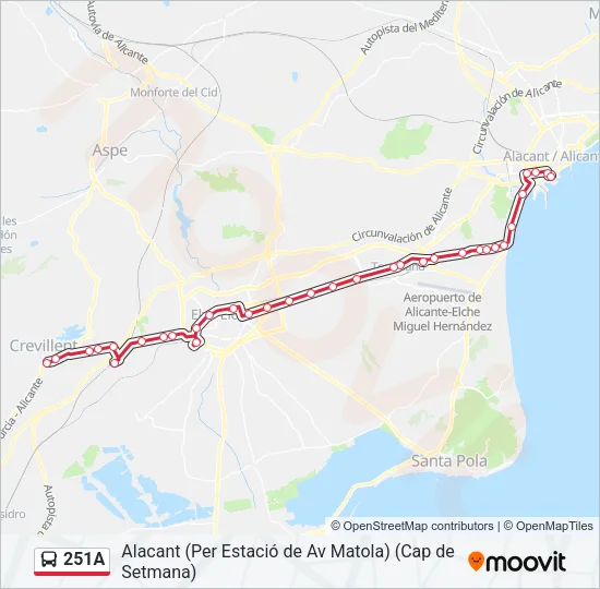 251A Bus Line Map