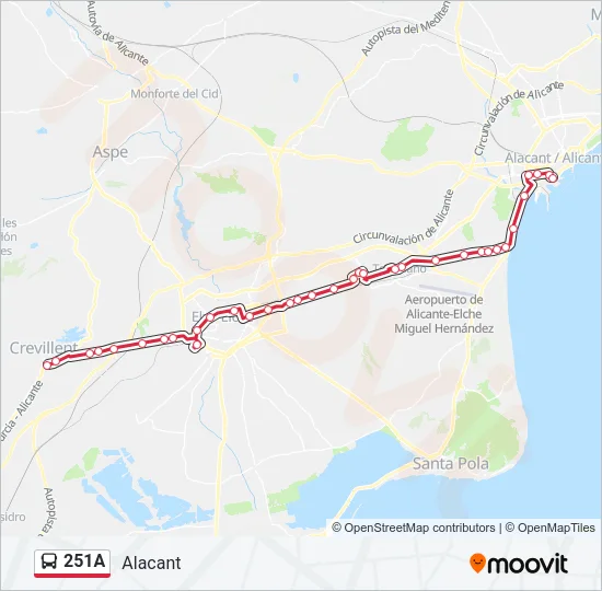 251A Bus Line Map