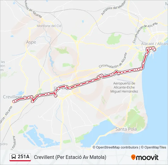 251A Bus Line Map