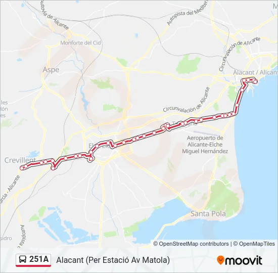 251A Bus Line Map