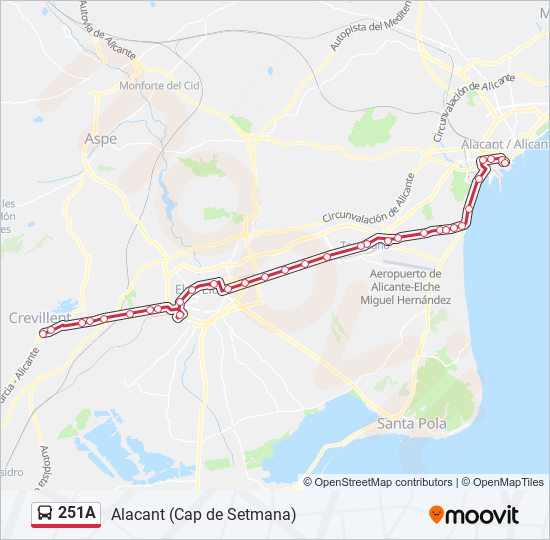 251A bus Mapa de línia