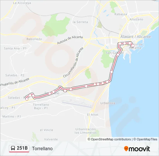 251B Bus Line Map