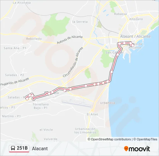 251B Bus Line Map