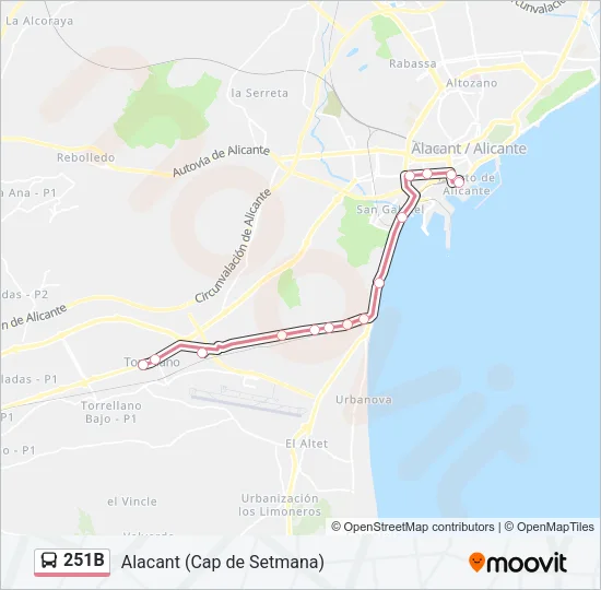 251B Bus Line Map