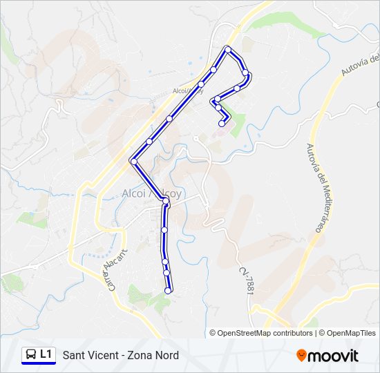 Mapa de L1 de autobús