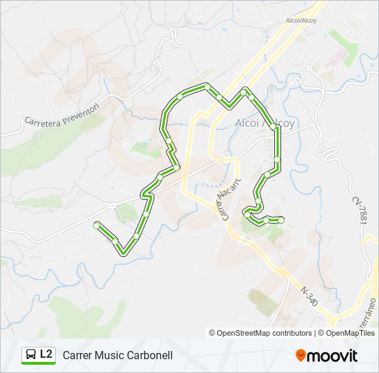 Mapa de L2 de autobús