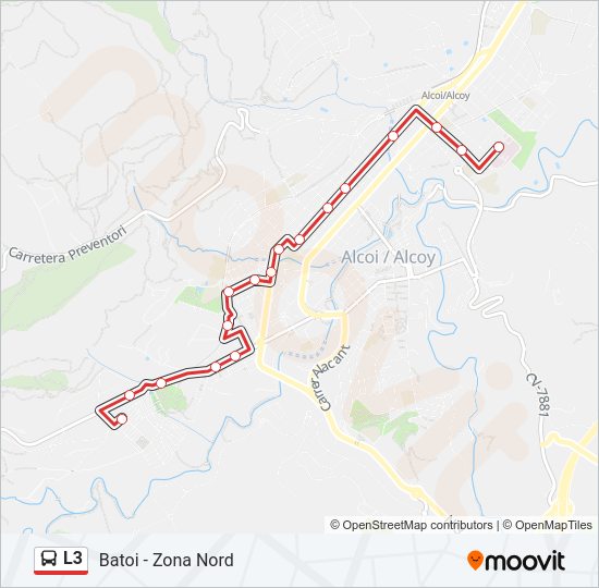 Mapa de L3 de autobús