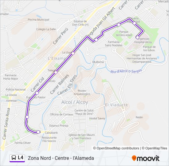 Mapa de L4 de autobús