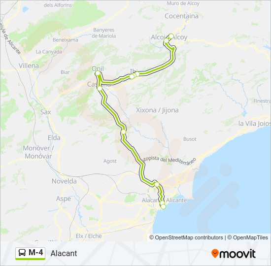 Mapa de M-4 de autobús