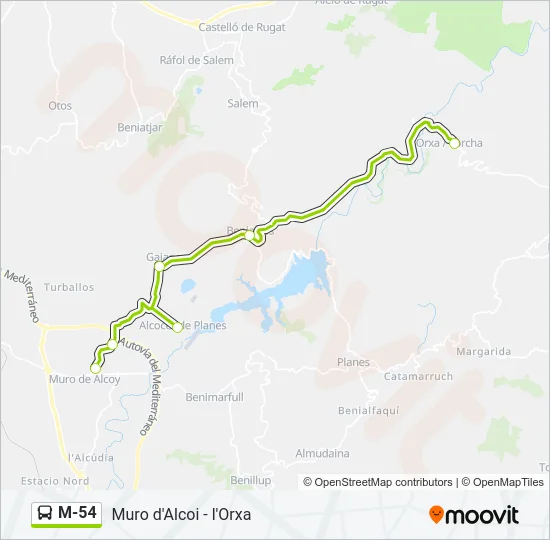 M-54 Bus Line Map