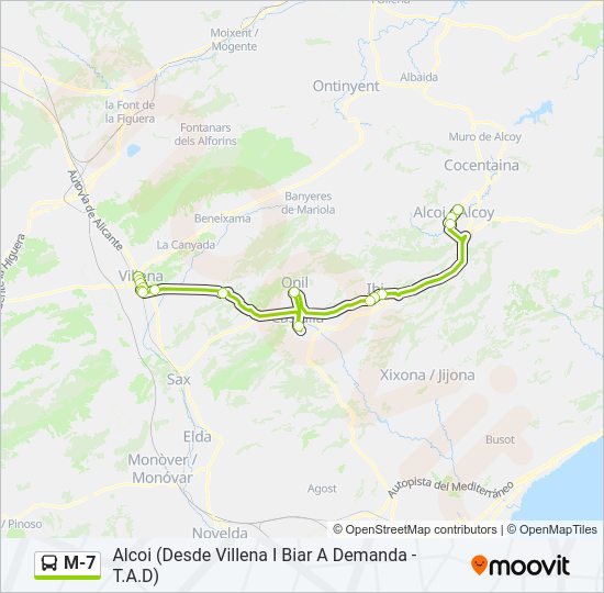 Mapa de M-7 de autobús