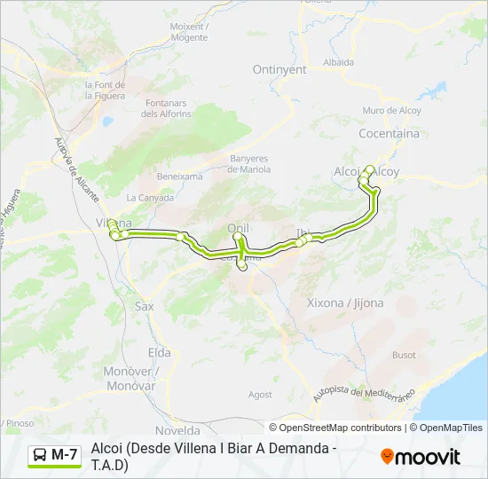 M-7 Bus Line Map