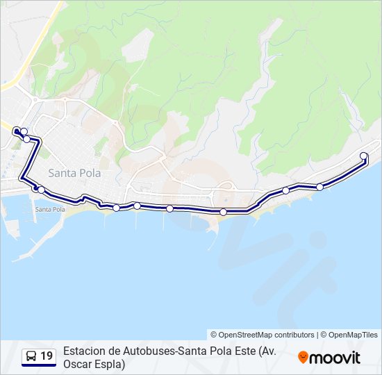 19 bus Line Map