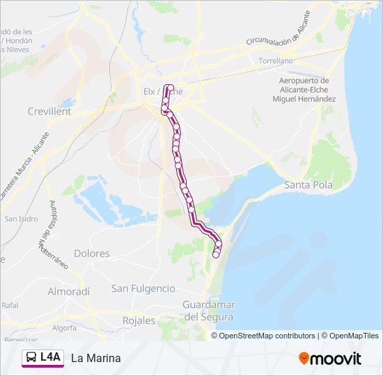 Mapa de L4A de autobús