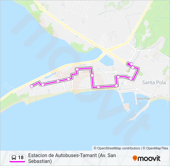 18 bus Mapa de línia