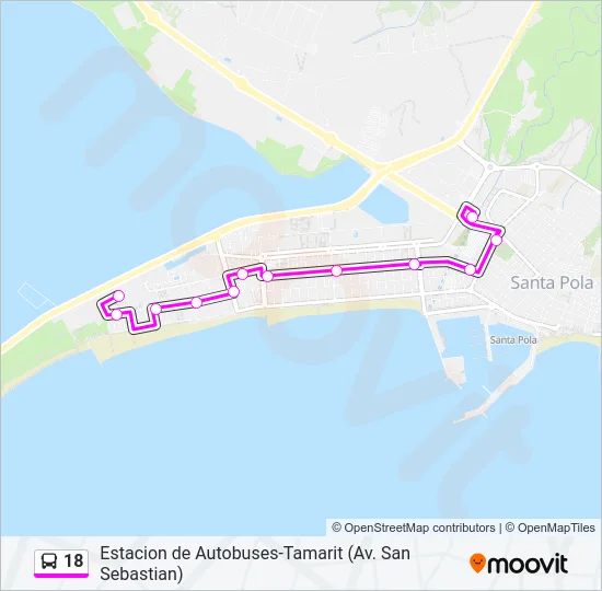 18 bus Mapa de línia