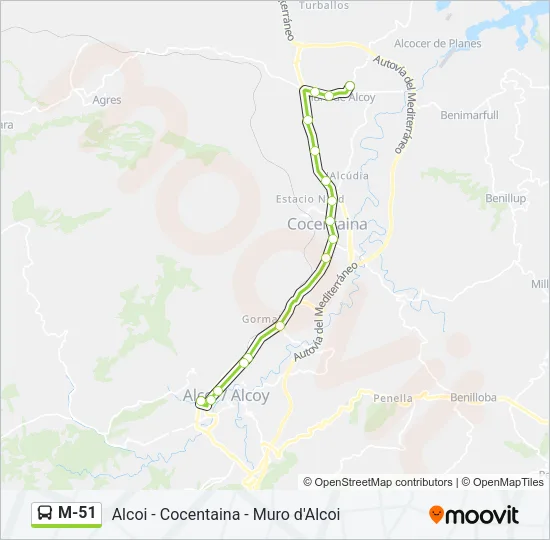 M-51 Bus Line Map