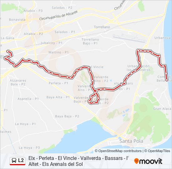 Mapa de L2 de autobús