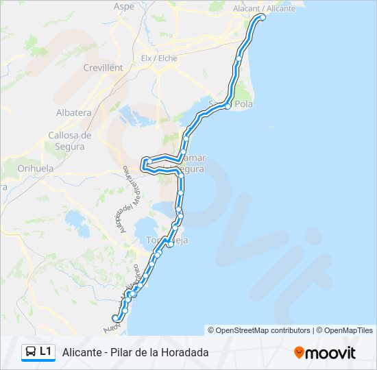 Mapa de L1 de autobús