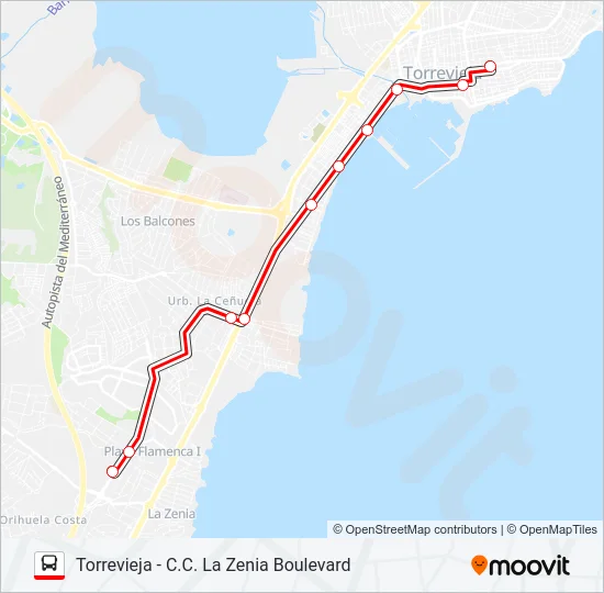 TORREVIEJA - C.C. LA ZENIA BOULEVARD Bus Line Map