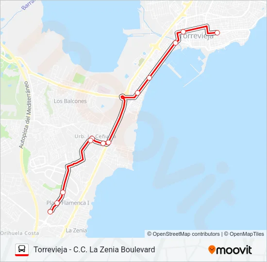 TORREVIEJA - C.C. LA ZENIA BOULEVARD Bus Line Map
