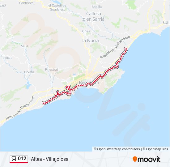 Mapa de 012 de autobús