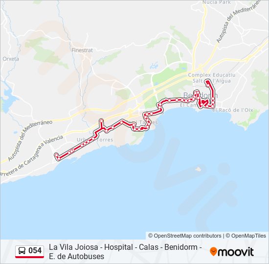 054 bus Mapa de línia