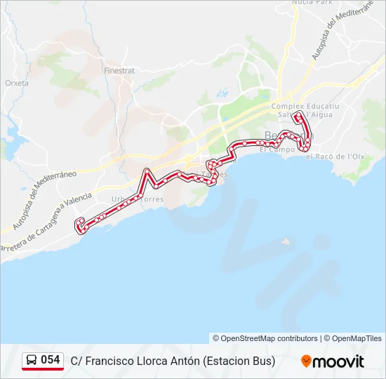 054 Bus Line Map