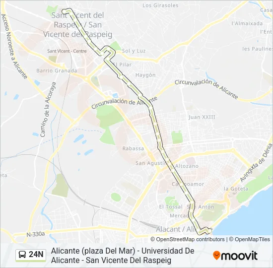 24N Bus Line Map