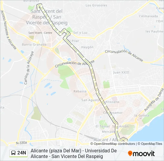 24N Bus Line Map