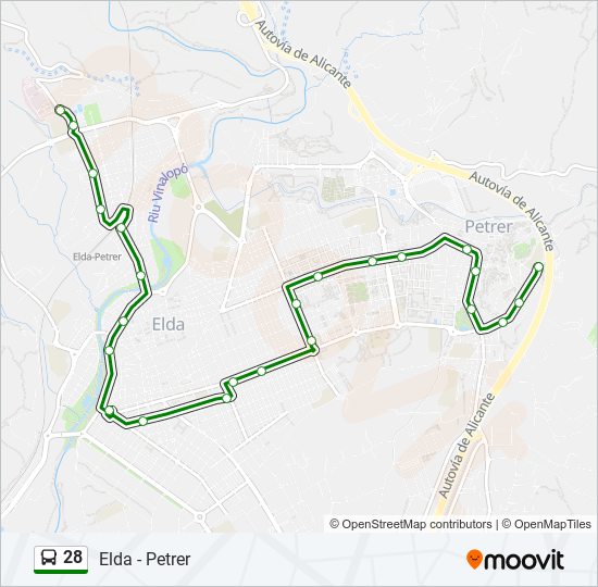 28 bus Mapa de línia