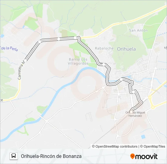 ORIHUELA-RINCÓN DE BONANZA Bus Line Map