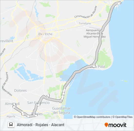 ALMORADÍ - ROJALES - ALACANT Bus Line Map