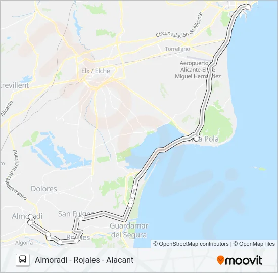 ALMORADÍ - ROJALES - ALACANT Bus Line Map