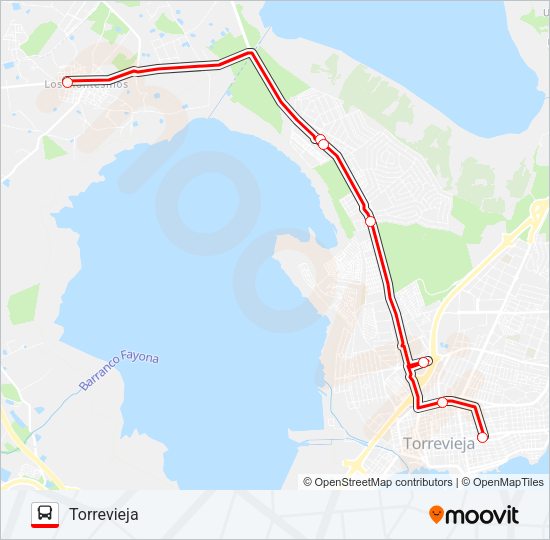 Mapa de LOS MONTESINOS -TORREVIEJA de autobús