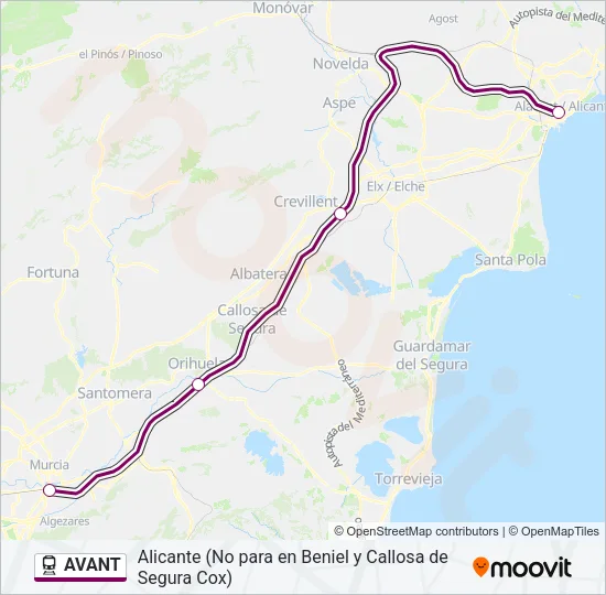 AVANT Train Line Map