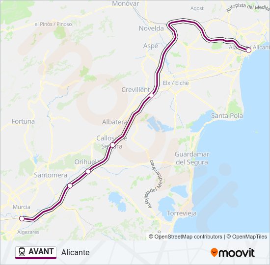 Mapa de AVANT de tren
