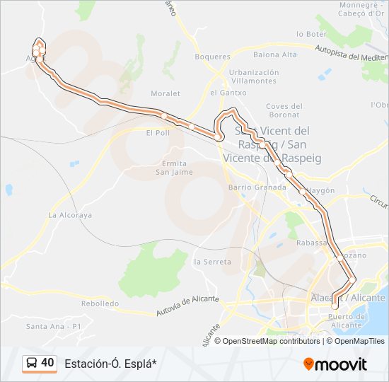 Mapa de 40 de autobús