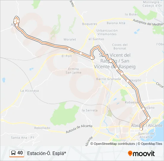40 Bus Line Map