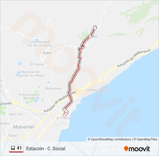 41 bus Mapa de línia