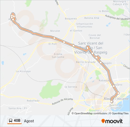 Mapa de 40B de autobús