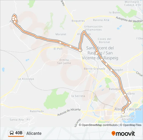 40B Bus Line Map