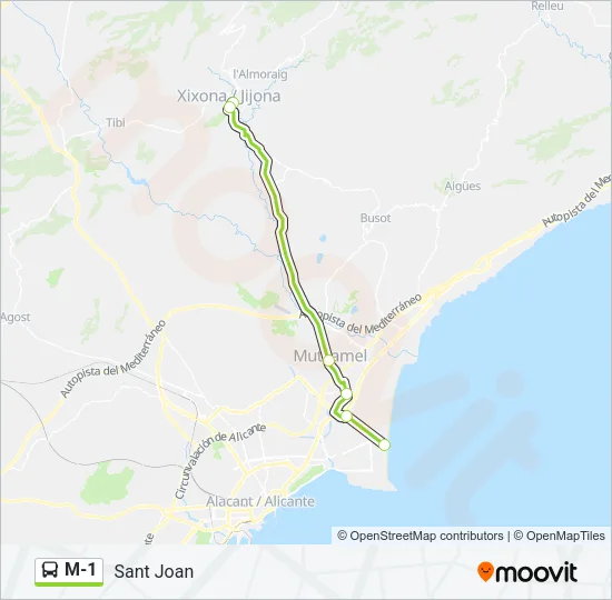 M-1 Bus Line Map