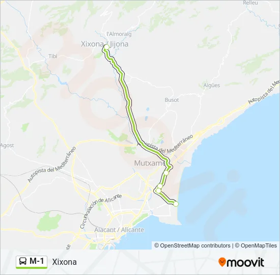 M-1 Bus Line Map